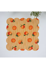 Striped Orange Patterned Laser Cut Fabric Cocktail Napkin 1 Piece