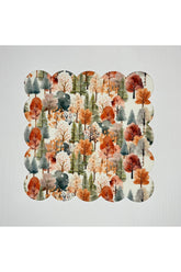 Sulu Boya Sonbahar Ağaç Manzaralı Dijital Baskılı Lazer Kesim Kokteyl Peçetesi