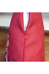 Hello Winter Slogan Patterned Burgundy Cushion Cover