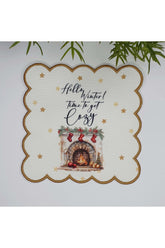 Sulu Boya Şömine ve Yılbaşı Konsept Tasarım Nakış Kenar Kokteyl Peçetesi 1 Adet - Decofav | Kırlent, Sofra Tekstili, Kumaş