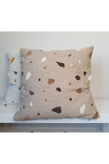 Terrazzo Patterned Luxury Boucle Cushion Cover Brown