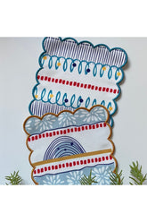 2'li Soyut Desenli Desenli Dijital Baskılı, Kenarı Lazer Kesim Dekoratif Kokteyl Peçeteleri