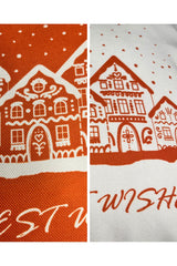 Warmest Wishes Slogan House Patterned Orange Cushion Cover