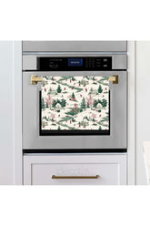 Watercolor Christmas Snow Landscape Patterned Digitally Printed Oven Cover