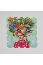 Çiçekli Meksikalı Kadın Dijital Baskılı Kumaş Kokteyl Peçetesi Lazer Kesimli