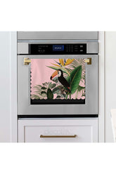 Tropical Leaves and Bird Design Pink Background Laser Cut Oven Cover