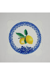 Oval Çini ve Limon Desenli Lazer Kesim Kokteyl Peçetesi