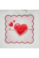 Kalp ve Love Yazı Baskılı Aşk Temalı Nakış Kenar Kumaş Kokteyl Peçetesi 1 Adet