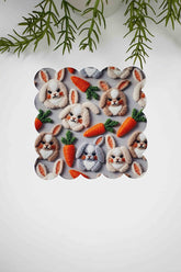 3D Tavşancık Desen Dijital Baskılı Lazer Kesim Kumaş Koktel Peçetesi 1 Adet