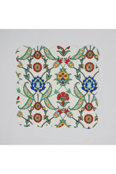 Mavi Yeşil Çini Desen Tasarımlı Dijital Baskılı Lazer Kesim Kokteyl Peçetesi