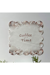 Seashell Coffee Time Patterned Cocktail Napkin Fabric