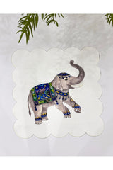 Fil Etnik Desenli Kumaş Kokteyl Peçetesi Yıkanabilir Lazer Kesimli