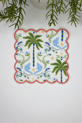 Soyut Tropikal Orman Çizimi Tasarımlı Nakış Kenar Kokteyl Peçetesi 1 Adet