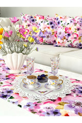 Cushion Cover with Watercolor Pink Purple Floral Pattern and Digital Print