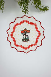 Kırmızı Atlı Karınca Desenli Nakış Kenar Kokteyl Peçetesi 1 Adet