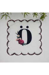 Letter Ö Printed Personalized Sequined Monogrammed Embroidered Edge Sequined Cocktail Napkin 1 Piece