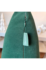 Elegant Christmas Tree Embroidered Green Velvet Cushion Cover