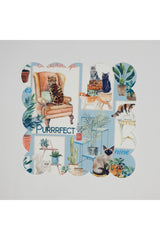 Watercolor Cute Cat and Collage Pattern Laser Cut Cocktail Napkin