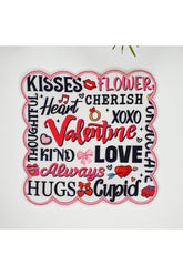 Sevgililer Günü Temalı Tipografi Tasarımlı Nakış Kenar Kumaş Kokteyl Peçetesi 1 Adet