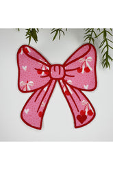 Kurdele Şeklinde Pembe Kiraz Desenli Nakışlı Kumaş Kokteyl Peçetesi 1 Adet