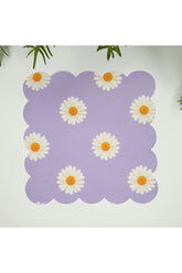 Laser Cut Fabric Cocktail Napkin with Lilac Daisy Design, 1 Piece