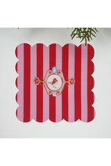 Striped Bird Fabric Cocktail Napkin Washable Laser Cut