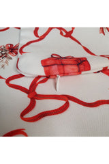 New Year's Themed Red Bow and Object Patterned Cushion Cover