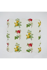 Sarı Pembe Narin Gül Desenli Dijital Baskılı Kokteyl Peçetesi Yıkanabilir Lazer Kesimli