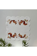 Cute Squirrels Winter Preparation Patterned Cocktail Napkin Fabric