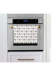 Laser Cut Fabric Oven Cover with Black Bow and Heart Pattern