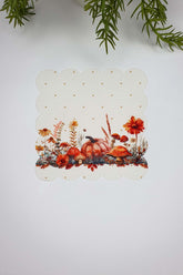 Sulu Boya Sonbahar Kabak Temalı Lazer Kesim Kumaş Kokteyl Peçetesi 1 Adet