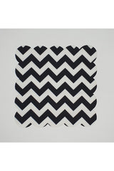 Black Zigzag Patterned Digital Printed Laser Cut Cocktail Napkin