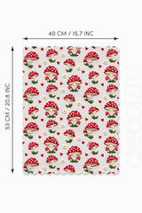 3D Mantar Dijital Baskılı Lazer Kesim Fırın Örtüsü - 43x55cm