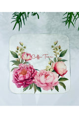 Peony Floral Fabric Cocktail Napkin Washable Laser Cut