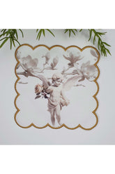 Melek Heykeli Gül Tutarken Nakış Kenar Yıkanabilir Kokteyl Peçetesi 1 Adet