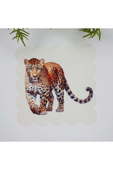 Watercolor Noble Leopard Design Laser Cut Fabric Cocktail Napkin 1 Piece