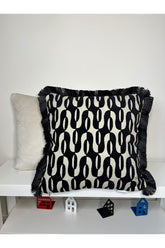 Luxury Jacquard Velvet Cushion Cover with Geometric Patterned Ruffle and Hidden Zipper