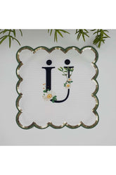 Ü Harfi Baskılı Kişiye Özel Pul İşlemeli Monogramlı Nakış Kenar Pullu Kokteyl Peçetesi 1 Adet