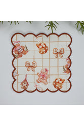 Plaid Ground Watercolor Gingerman Design Embroidered Edge Cocktail Napkin 1 Piece