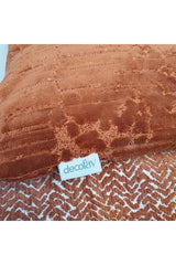 Devore Patterned Velvet Cushion Cover Copper Color