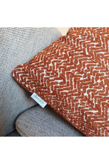 Jacquard Zigzag Pattern Velvet Cushion Cover Copper Color