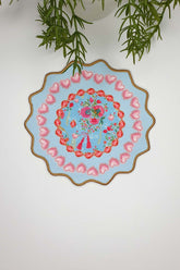 Love Bloom Kalpli Renkli Çiçekli Mavi Nakış Kenar Kokteyl Peçetesi 1 Adet - Decofav | Kırlent, Sofra Tekstili, Kumaş