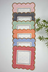 6-Pack Striped Elegant Design Embroidered Edge Cocktail Napkins