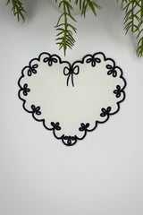 Heart Shape Black Embroidered Cocktail Napkin 1 Piece