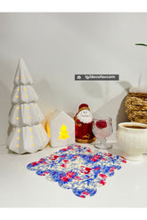 Santa Claus Christmas Toile de Jouy Design Laser Cut Fabric Cocktail Napkin 1 Piece