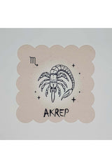 Akrep Burç Desenli Dijital Baskılı Lazer Kesimli Kokteyl Peçetesi