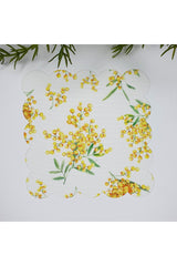 Mimoza Çiçek Desenli Dekoratif Kumaş Kokteyl Peçetesi 1 Adet