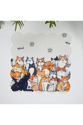 El Çizimi Şirin Kediler Tasarımlı Lazer Kesim Kumaş Kokteyl Peçetesi 1 Adet