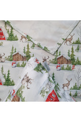 Christmas Runner with Snowy Scenery, Deer and Snowman Pattern