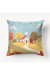 Autumn Home Landscape Patterned Digital Printed Cushion Cover